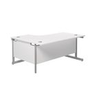 Jemini Radial Right Hand Cantilever Desk 1600x1200x730mm White/Silver KF801811