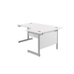 Jemini Radial Right Hand Cantilever Desk 1600x1200x730mm White/Silver KF801811