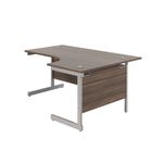 Jemini Radial Right Hand Cantilever Desk 1600x1200x730mm Dark Walnut/Silver KF801830