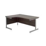 Jemini Radial Left Hand Cantilever Desk 1800x1200x730mm Dark Walnut/Silver KF802010
