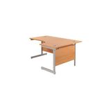 Jemini Radial Right Hand Cantilever Desk 1800x1200x730mm Beech/Silver KF802026