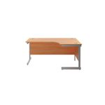 Jemini Radial Right Hand Cantilever Desk 1800x1200x730mm Beech/Silver KF802026