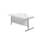 Jemini Radial Right Hand Cantilever Desk 1800x1200x730mm White/Silver KF802051