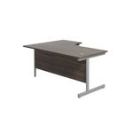 Jemini Radial Right Hand Cantilever Desk 1800x1200x730mm Dark Walnut/Silver KF802073