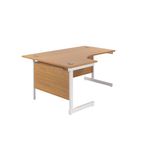 Jemini Radial Left Hand Cantilever Desk 1800x1200x730mm Nova Oak/White KF802100