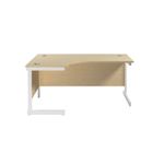 Jemini Radial Left Hand Cantilever Desk 1800x1200x730mm Maple/White KF802122
