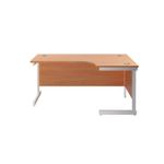 Jemini Radial Right Hand Cantilever Desk 1800x1200x730mm Beech/White KF802141