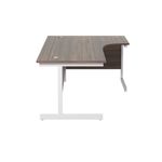 Jemini Radial Right Hand Cantilever Desk 1800x1200x730mm Dark Walnut/White KF802191