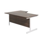 Jemini Radial Right Hand Cantilever Desk 1800x1200x730mm Dark Walnut/White KF802191