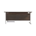 Jemini Radial Right Hand Cantilever Desk 1800x1200x730mm Dark Walnut/White KF802191