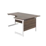 Jemini Radial Right Hand Cantilever Desk 1800x1200x730mm Dark Walnut/White KF802191