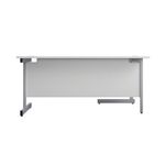 First Radial Left Hand Desk 1600x1200x730mm White/Silver KF803034