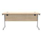Astin Rectangular Single Upright Cantilever Desk 1600x600x730mm Canadian Oak/Silver KF803037
