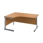 First Radial Left Hand Desk 1800x1200x730mm Nova Oak/Silver KF803140