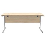 Astin Rectangular Single Upright Cantilever Desk 1600x800x730mm Canadian Oak/Silver KF803297