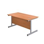 First Rectangular Cantilever Desk 1400x800x730mm Beech/Silver KF803379