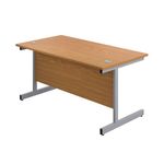 First Rectangular Cantilever Desk 1400x800x730mm Nova Oak/Silver KF803386