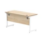Astin Rectangular Single Upright Cantilever Desk 1400x600x730mm Canadian Oak/Arctic White KF803457