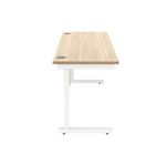Astin Rectangular Single Upright Cantilever Desk 1600x600x730mm Canadian Oak/Arctic White KF803467
