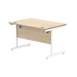 Astin Rectangular Single Upright Cantilever Desk 1200x800x730mm Canadian Oak/Arctic White KF803477