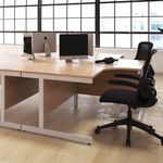 First Rectangular Cantilever Desk 1800x800x730mm Beech/Silver KF803492