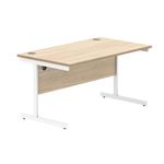 Astin Rectangular Single Upright Cantilever Desk 1600x800x730mm Canadian Oak/Arctic White KF803497