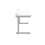 Astin Rectangular Single Upright Cantilever Desk 1200x600x730mm Arctic White/Silver KF803507