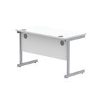 Astin Rectangular Single Upright Cantilever Desk 1200x600x730mm Arctic White/Silver KF803507