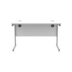 Astin Rectangular Single Upright Cantilever Desk 1200x600x730mm Arctic White/Silver KF803507