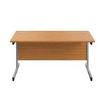 First Rectangular Cantilever Desk 1800x800x730mm Nova Oak/Silver KF803508