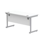 Astin Rectangular Single Upright Cantilever Desk 1400x600x730mm Arctic White/Silver KF803517