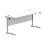 Astin Rectangular Single Upright Cantilever Desk 1600x600x730mm Arctic White/Silver KF803527