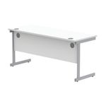 Astin Rectangular Single Upright Cantilever Desk 1600x600x730mm Arctic White/Silver KF803527