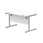 Astin Rectangular Single Upright Cantilever Desk 1200x800x730mm Arctic White/Silver KF803537