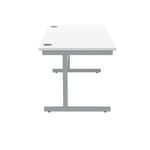 Astin Rectangular Single Upright Cantilever Desk 1400x800x730mm Arctic White/Silver KF803557