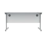 Astin Rectangular Single Upright Cantilever Desk 1400x800x730mm Arctic White/Silver KF803557