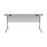 Astin Rectangular Single Upright Cantilever Desk 1400x800x730mm Arctic White/Silver KF803557