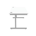 Astin Rectangular Single Upright Cantilever Desk 1600x800x730mm Arctic White/Silver KF803567