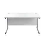 First Single Desk with 3 Drawers Pedestal 1600x800mm White/Silver KF803607