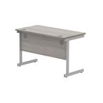 Astin Rectangular Single Upright Cantilever Desk 1200x600x730mm Alaskan Grey Oak/Silver KF803637