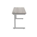 Astin Rectangular Single Upright Cantilever Desk 1400x600x730mm Alaskan Grey Oak/Silver KF803657