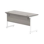 Astin Rectangular Single Upright Cantilever Desk 1400x600x730 Alaskan Grey Oak/Arctic White KF803717