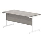 Astin Rectangular Single Upright Cantilever Desk 1600x800x730 Alaskan Grey Oak/Arctic White KF803767