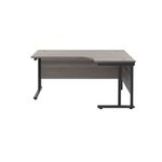 Jemini Radial Right Hand Double Upright Cantilever Desk 1800x1200x730mm Grey Oak/Black KF803812