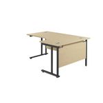 Jemini Radial Right Hand Double Upright Cantilever Desk 1800x1200x730mm Maple/Black KF803829