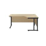 Jemini Radial Right Hand Double Upright Cantilever Desk 1800x1200x730mm Maple/Black KF803829