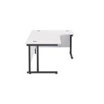 Jemini Radial Right Hand Double Upright Cantilever Desk 1800x1200x730mm White/Black KF803843