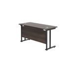 Jemini Rectangular Double Upright Cantilever Desk 1400x600x730mm Dark Walnut/Black KF803867