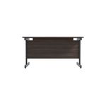 Jemini Rectangular Single Upright Cantilever Desk 1200x800x730mm Dark Walnut/Black KF803942