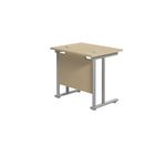 Jemini Double Upright Rectangular Desk 800x600x730mm Maple/Silver KF806127